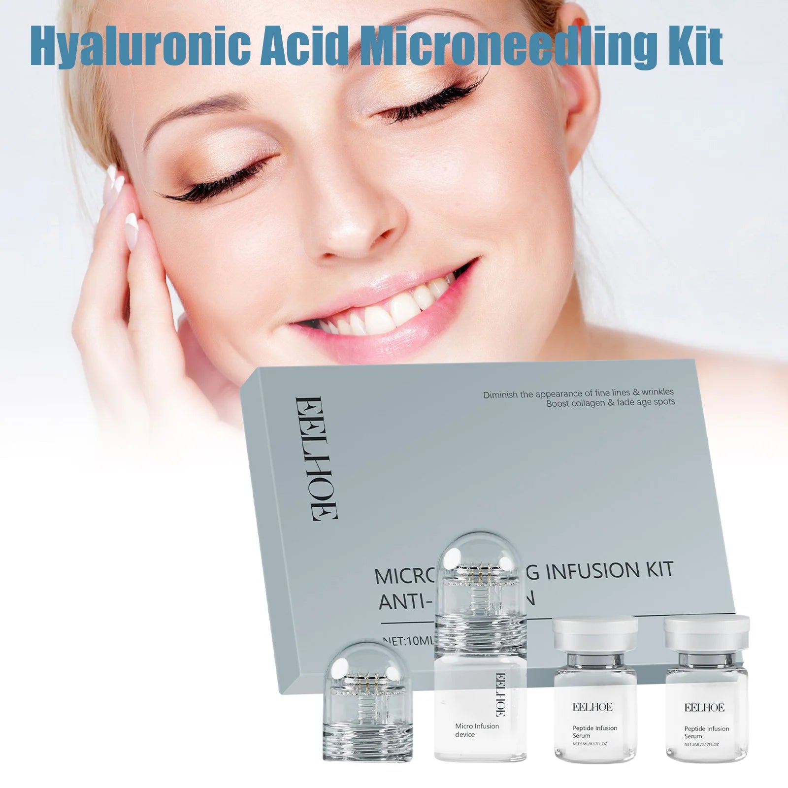 Hyaluronic Acid Facial Kit Hydrating Serum Roller Delicate Firming Facial Skin Smoothing Nourishing Skin Daily Care Essence Set
